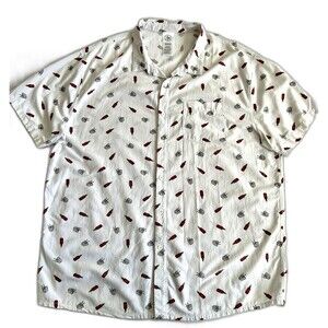 Sriracha Hot Sauce Huy Fong All Over Print Button Up Short Sleeve Shirt Size 2XL